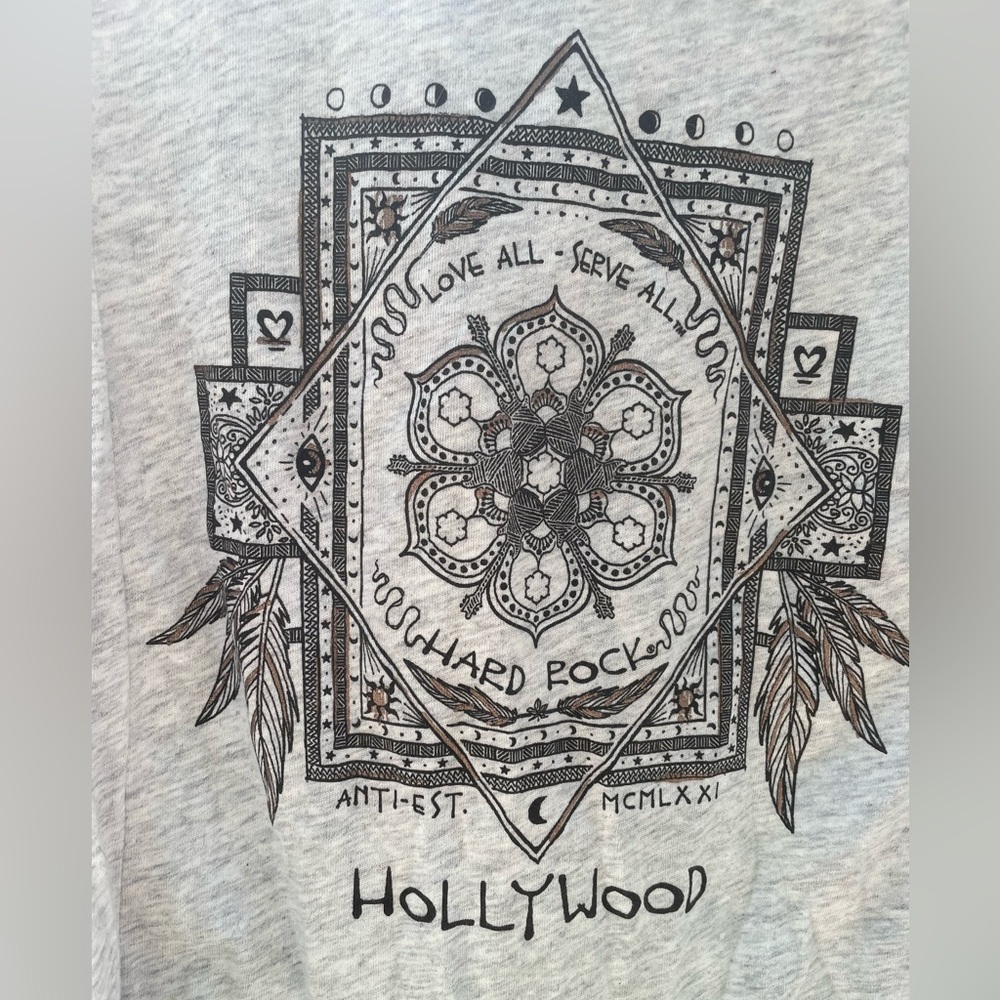Hard Rock Couture Gray Laced Back Tank Top Black Graphics Size Large - Picture 5 of 10